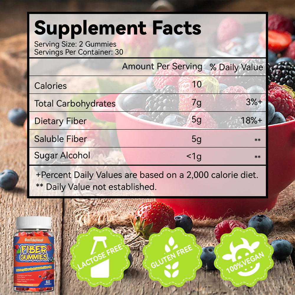 SmildeHeal Fiber Gummies mixed berry flavor close-up