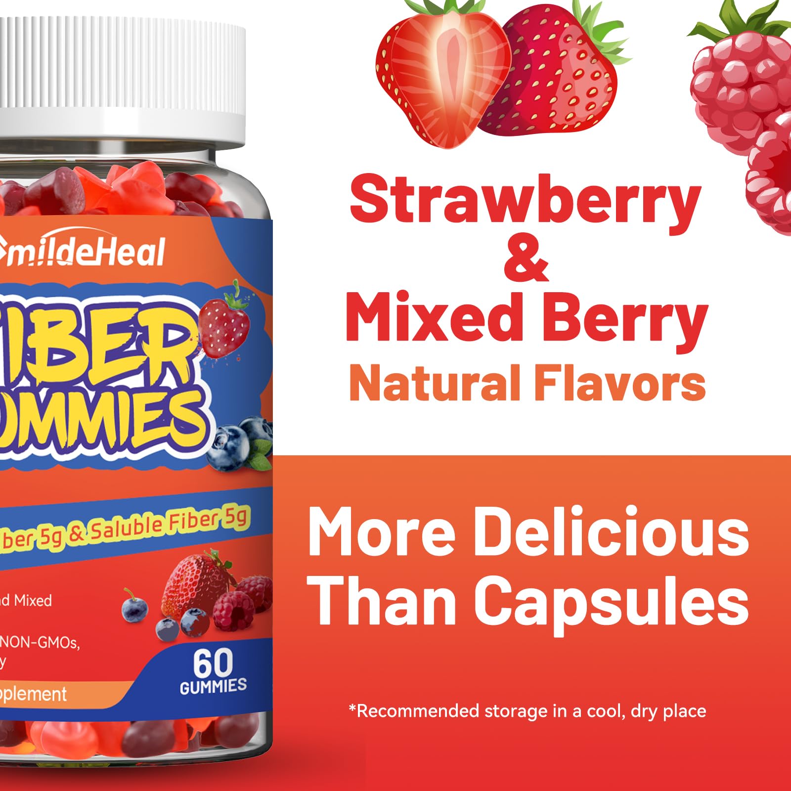 SmildeHeal Fiber Gummies nutrition facts label