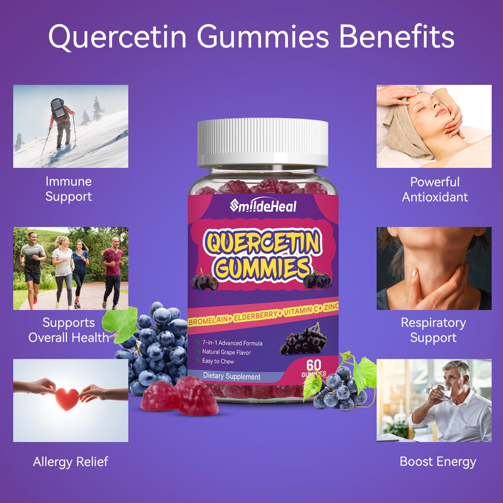 Gummies with natural grape flavor