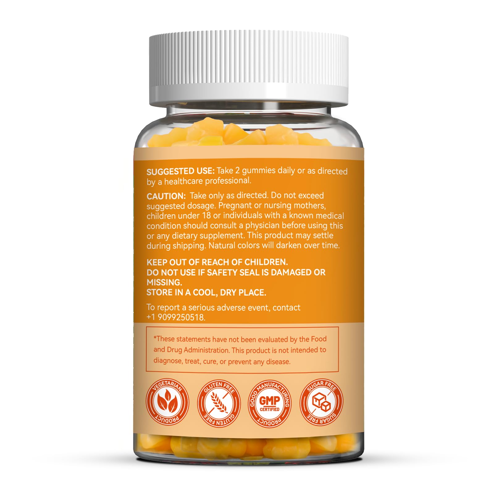 Vegan, Non-GMO ingredients label for SmildeHeal B2 Gummies