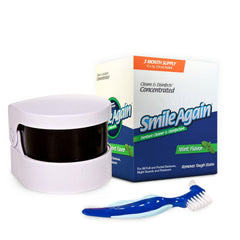 Smile Again Care Kit packaging with Ultrasonic Cleaner and accessories