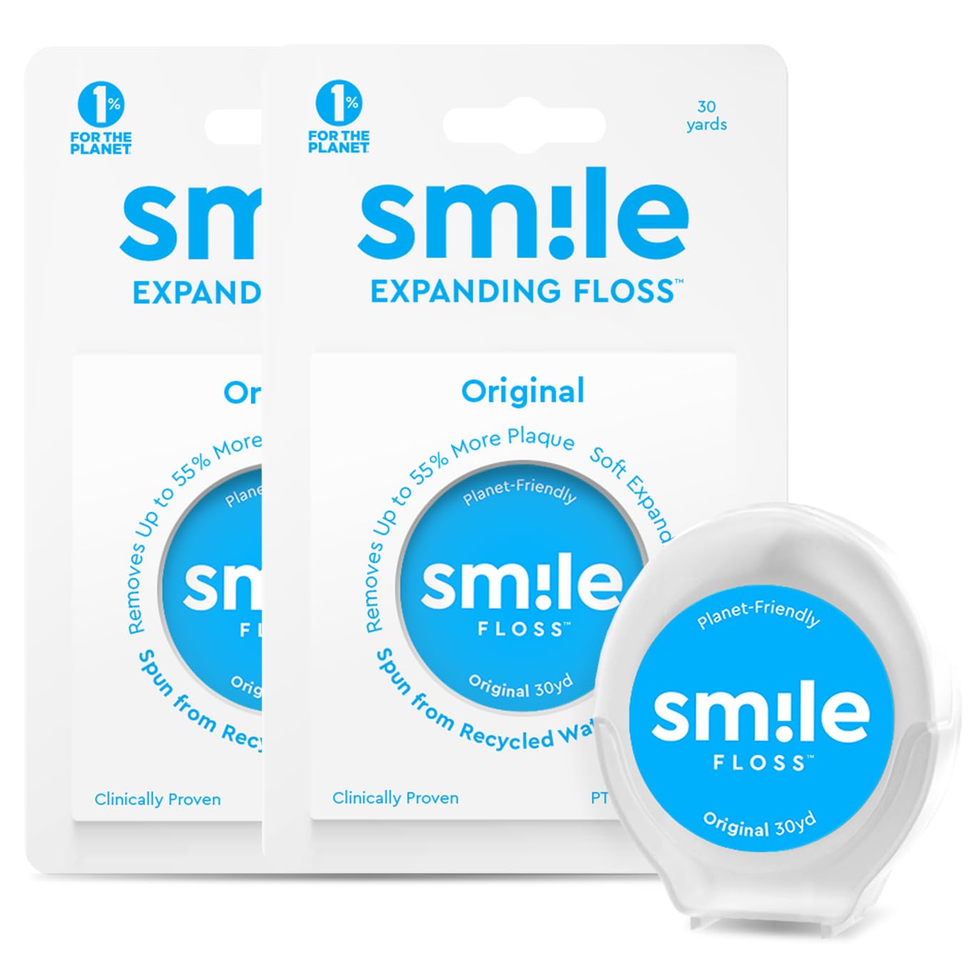 Smile Expanding Floss 2-Pack, 30 Yards Each, premium woven floss