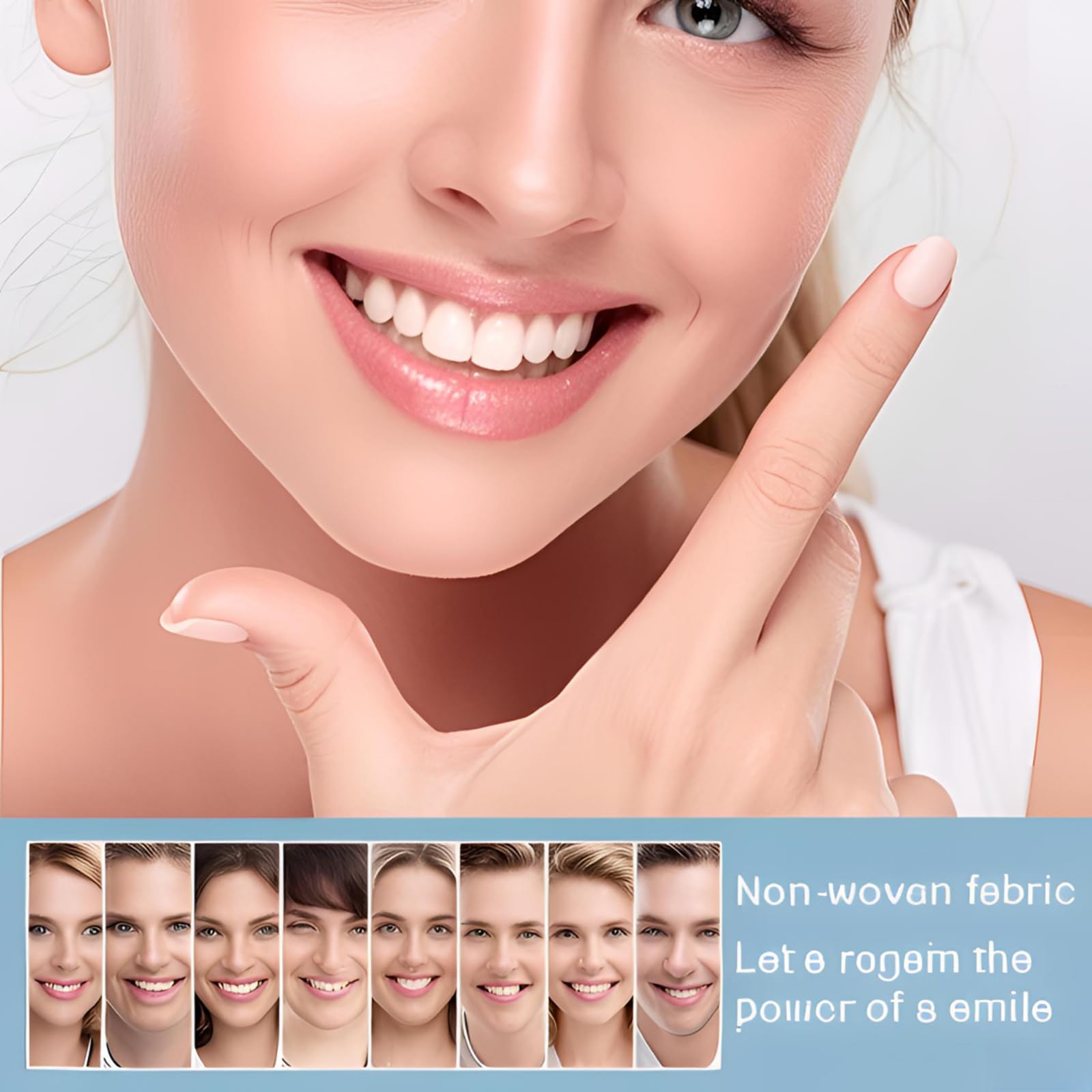 Model demonstrating comfortable fit of the smile set