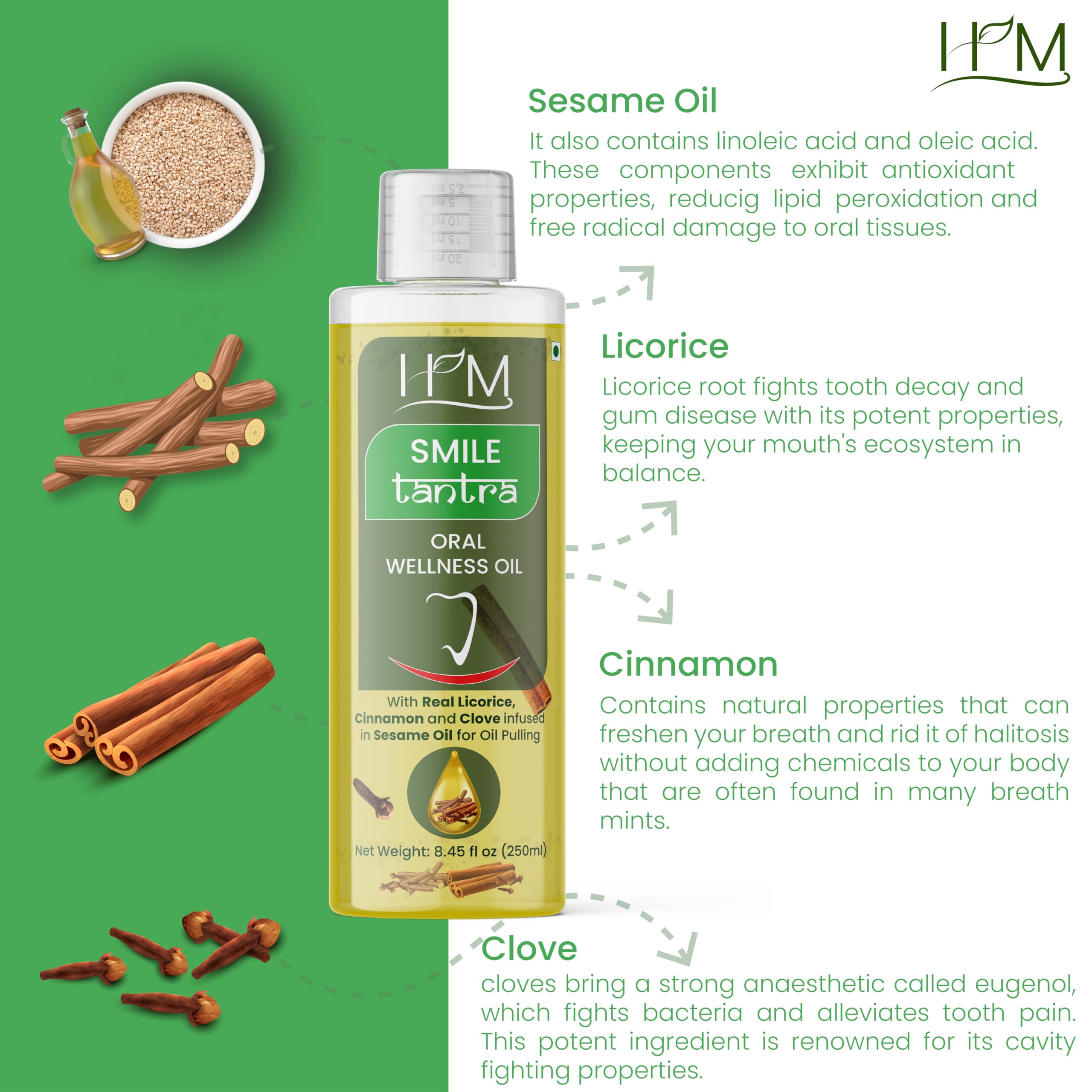 Hands performing oil pulling with Smile Tantra