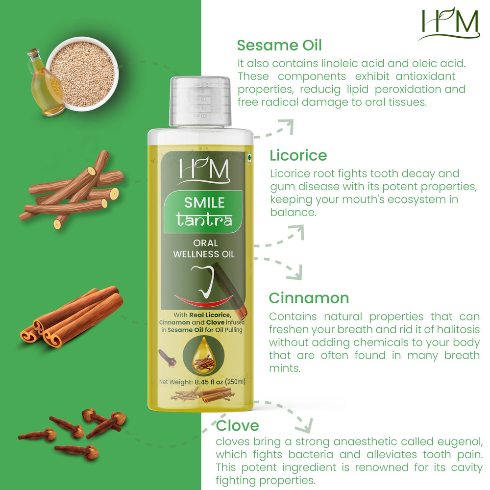 Hands performing oil pulling with Smile Tantra