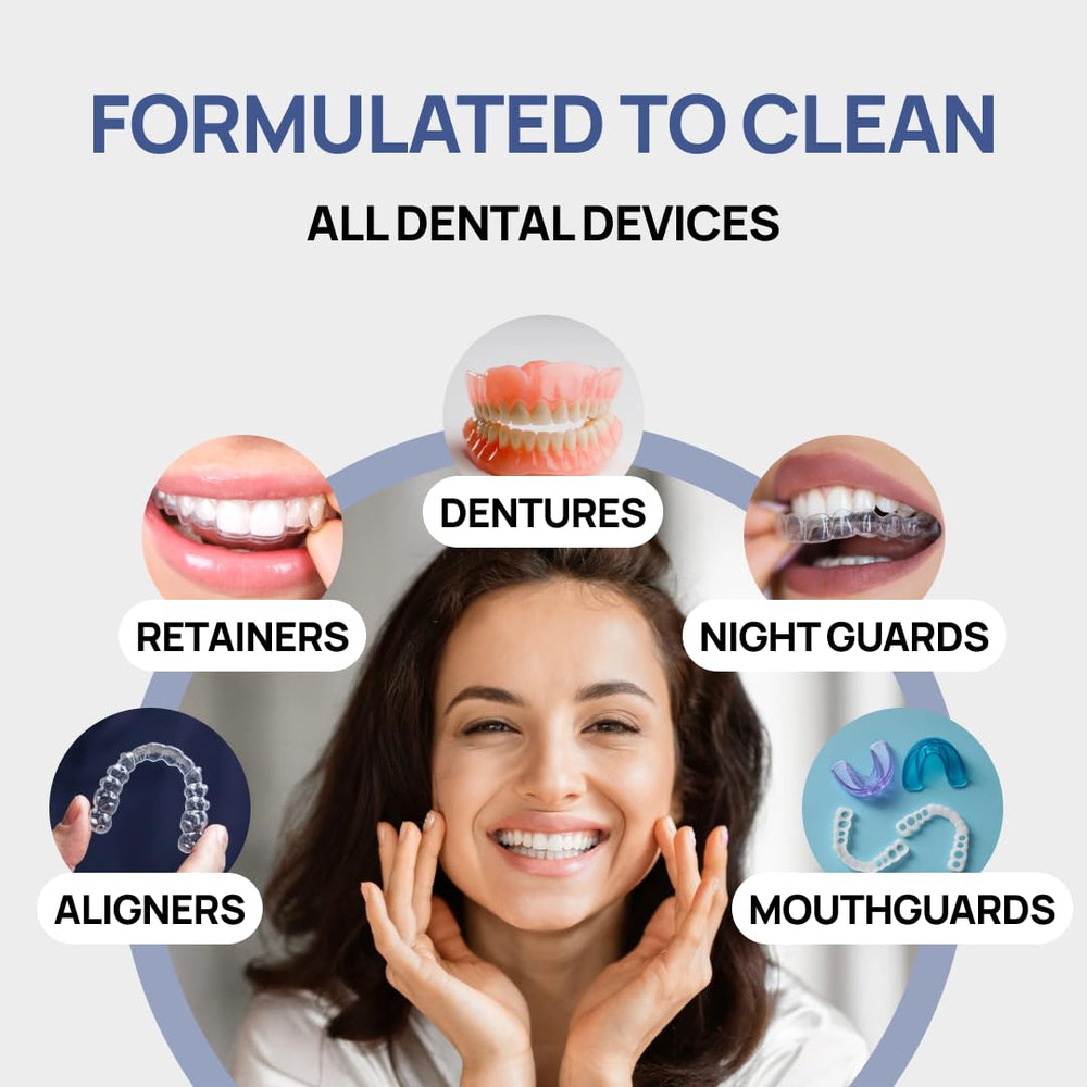 Denture, aligner and retainer cleaning in progress