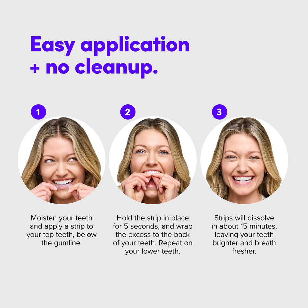 Dissolving whitening strips for mess-free use