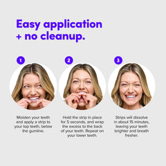 Dissolving whitening strips for mess-free use