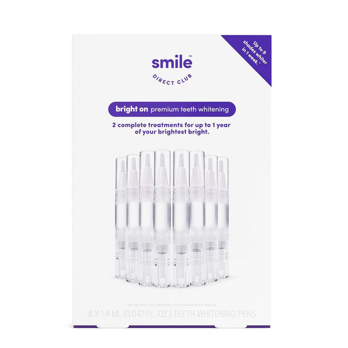 SmileDirectClub Teeth Whitening Kit with 8 pens and box on white background