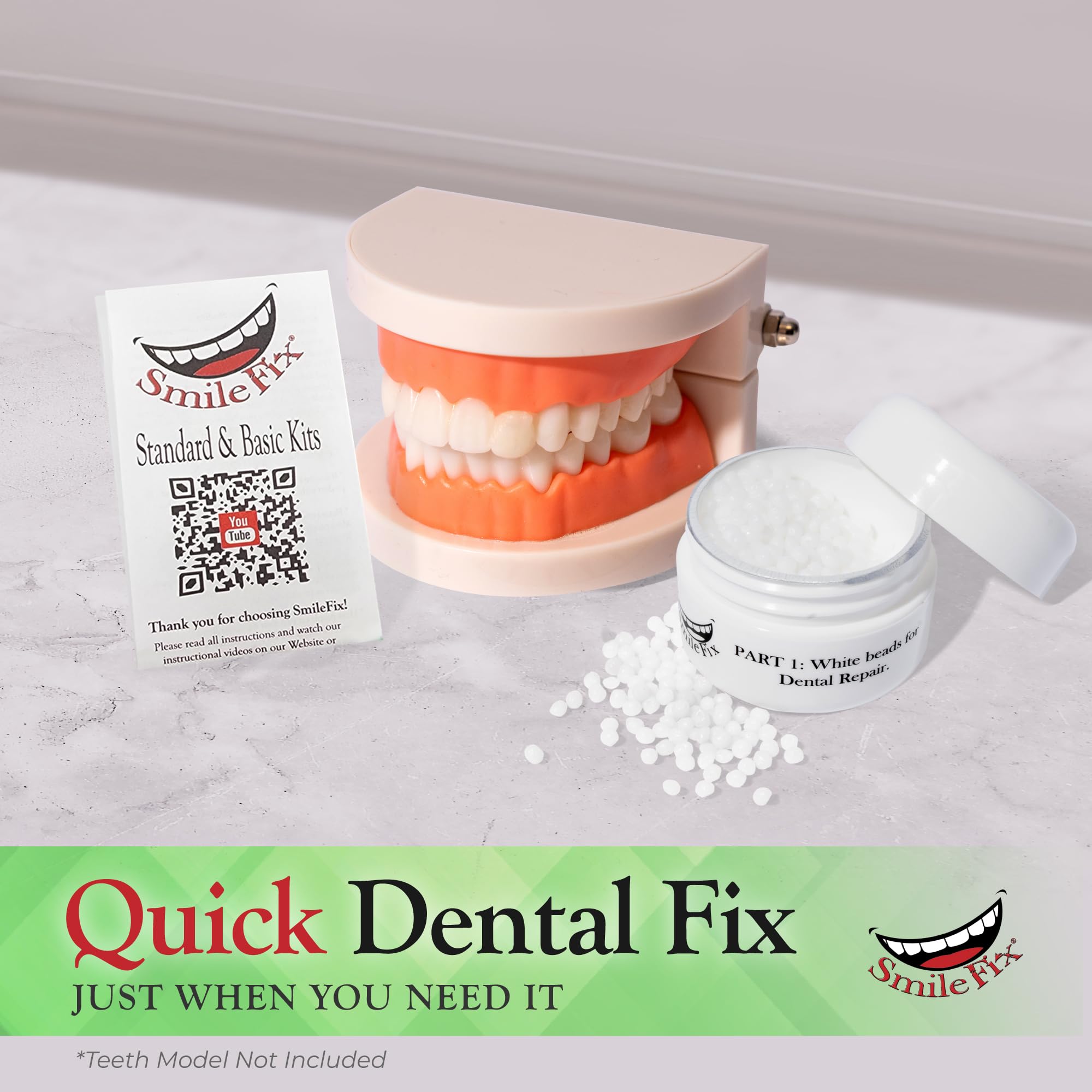Close-up of restored smile using SmileFix Basic