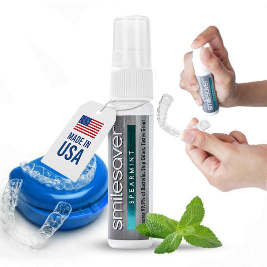 Smilesaver retainer cleaner spray bottle front view