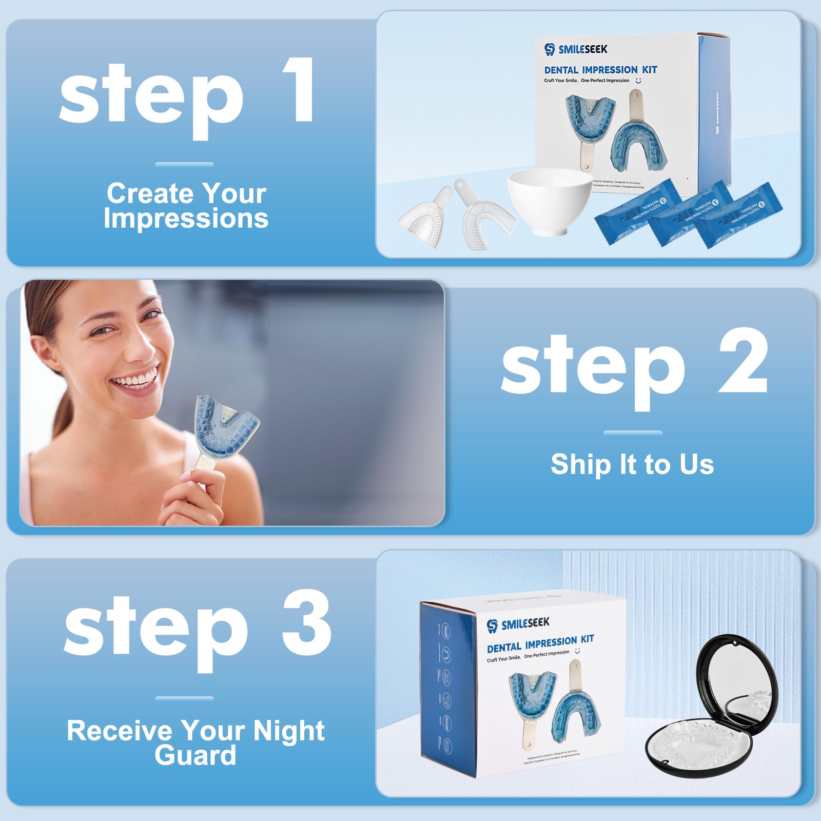 Home impression kit included with SMILESEEK night guard
