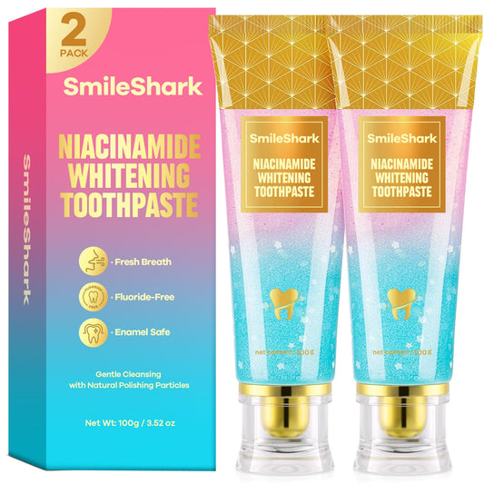 SmileShark Niacinamide Whitening Toothpaste 2-Pack in mint packaging
