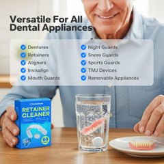 Retainer and denture cleaning action with SmileShark tablets