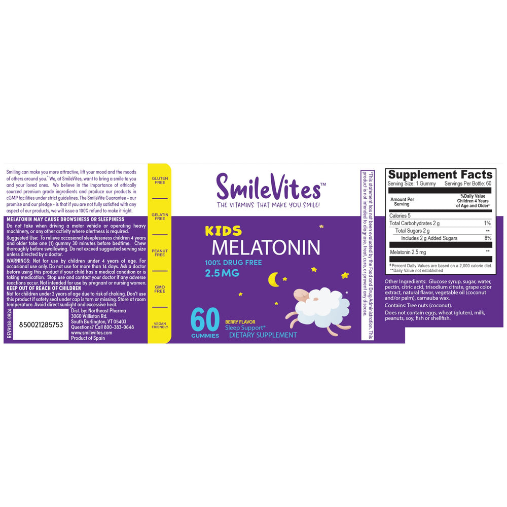 Close-up of a 2.5 mg melatonin gummy for kids
