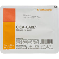 Smith & Nephew Cica-Care silicone gel sheet on skin for flexible, semi-occlusive scar care