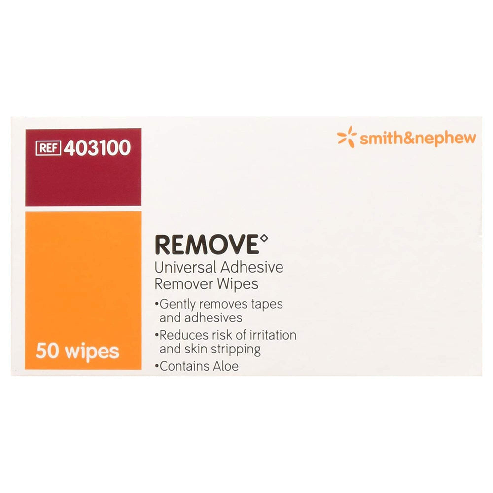 Smith and Nephew Remove Adhesive Remover Wipes provide skin-friendly care in ostomy or post-use cleanup.