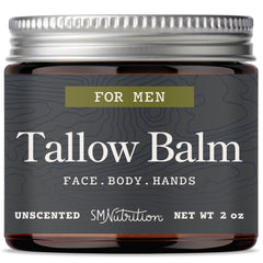 SMNutrition Beef Tallow Balm for the face provides deep hydration for daily use.