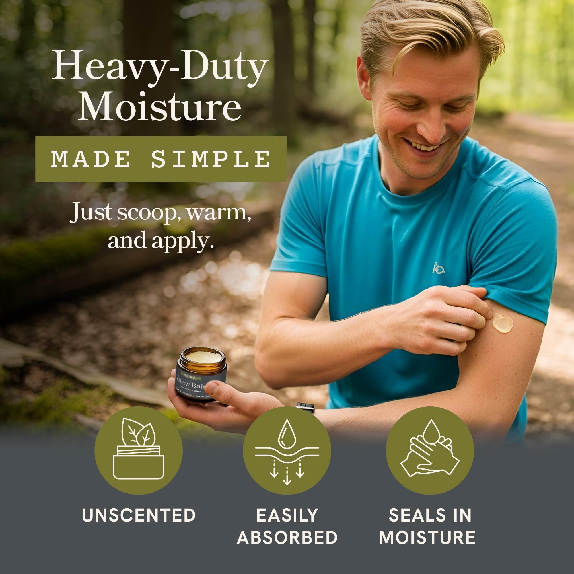 SMNutrition Grass-Fed Beef Tallow Balm nourishes with natural fats for skin comfort.