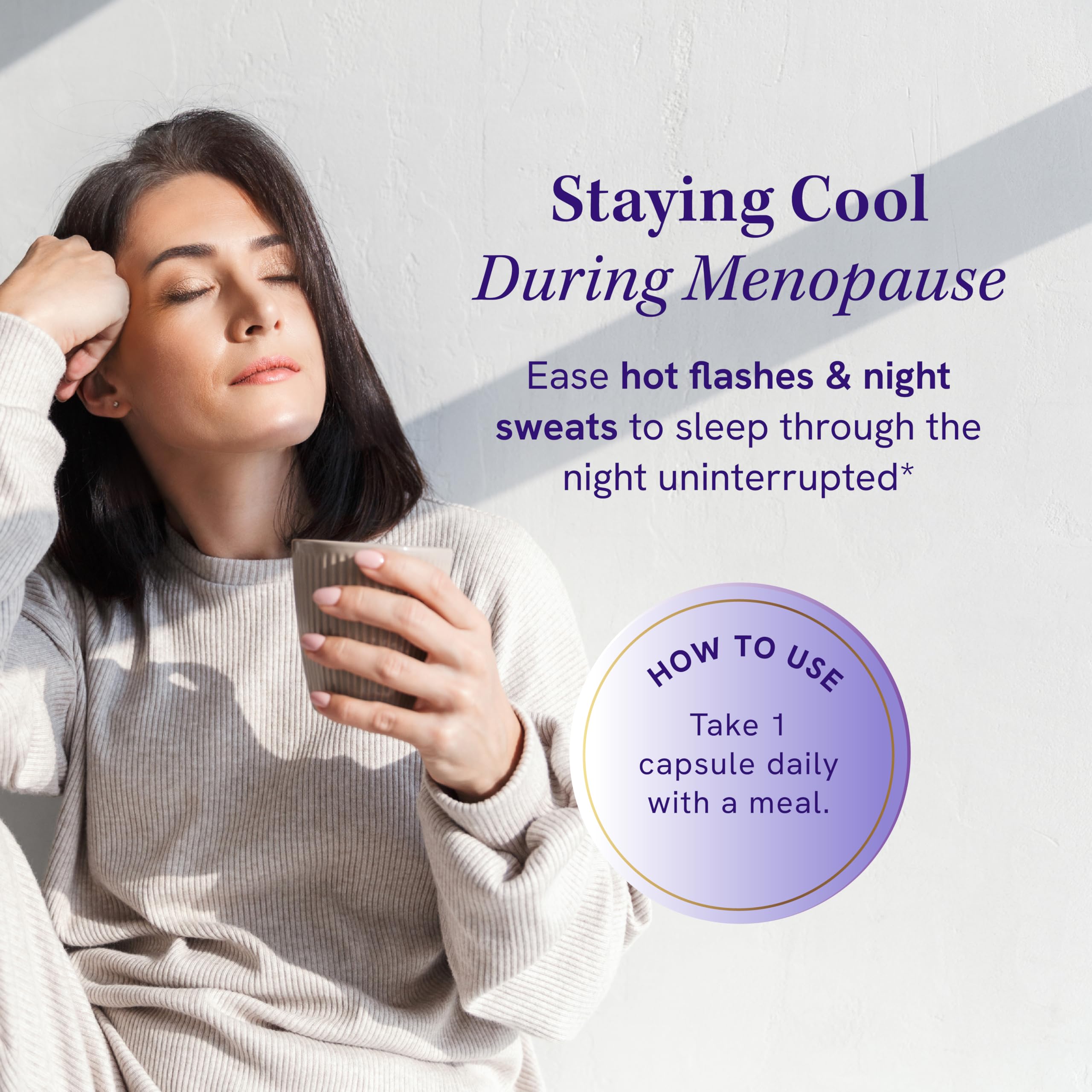 SMNutrition Menopause Support bottle pour depicts easy dosing for a daily routine.