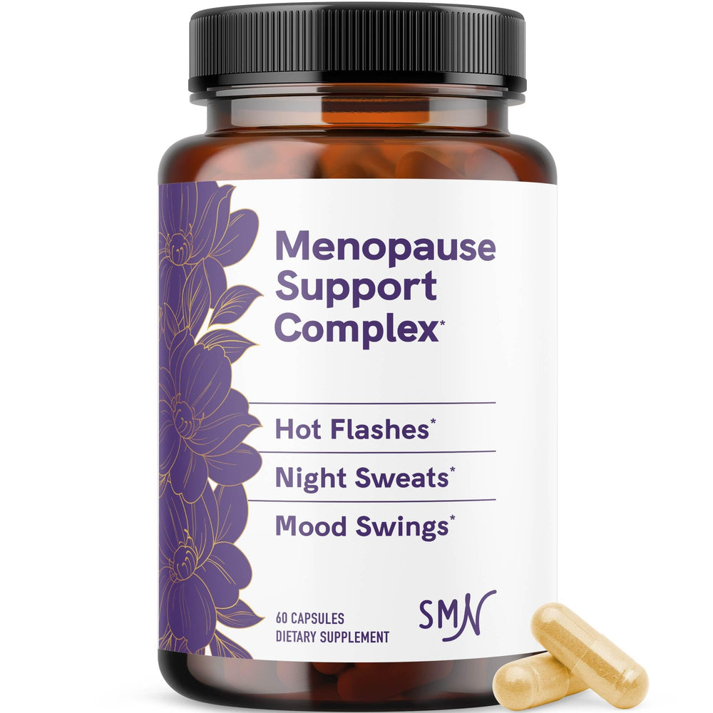 SMNutrition Menopause Support bottle shows a balanced formula for menopause relief potential.