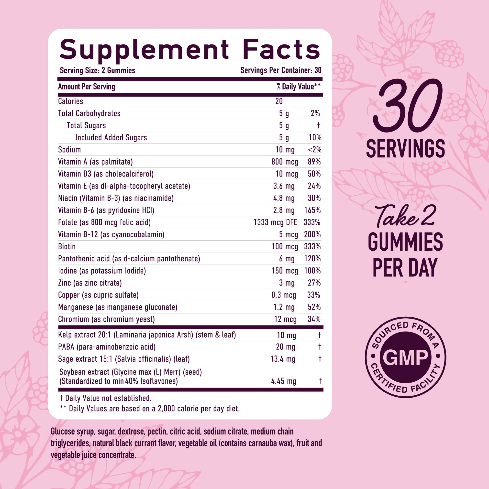 SMNutrition Menopause Support Gummies blackcurrant flavor close-up for enjoyable daily use.