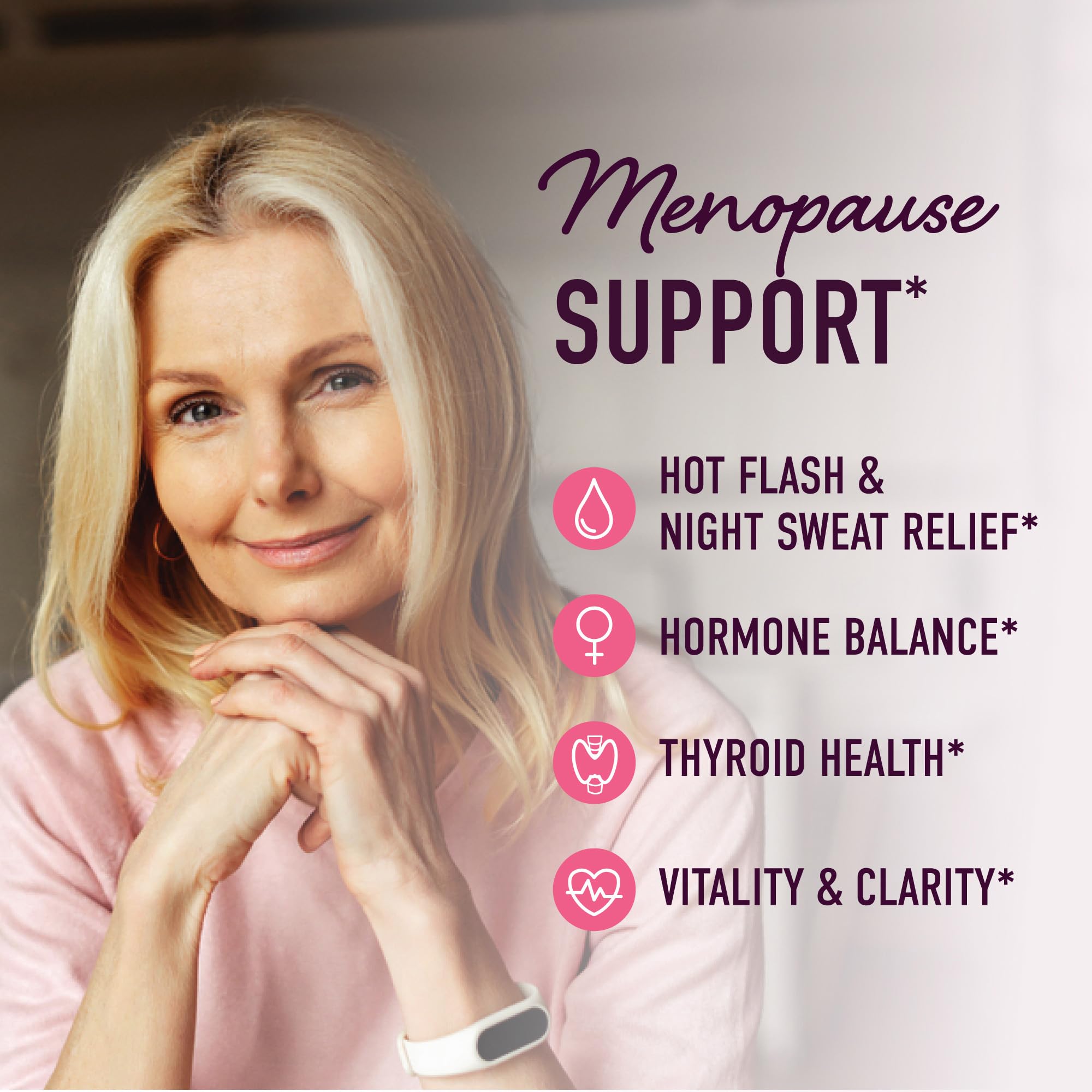 SMNutrition Menopause Support Gummies phytoestrogen ingredients close-up, may ease common symptoms.