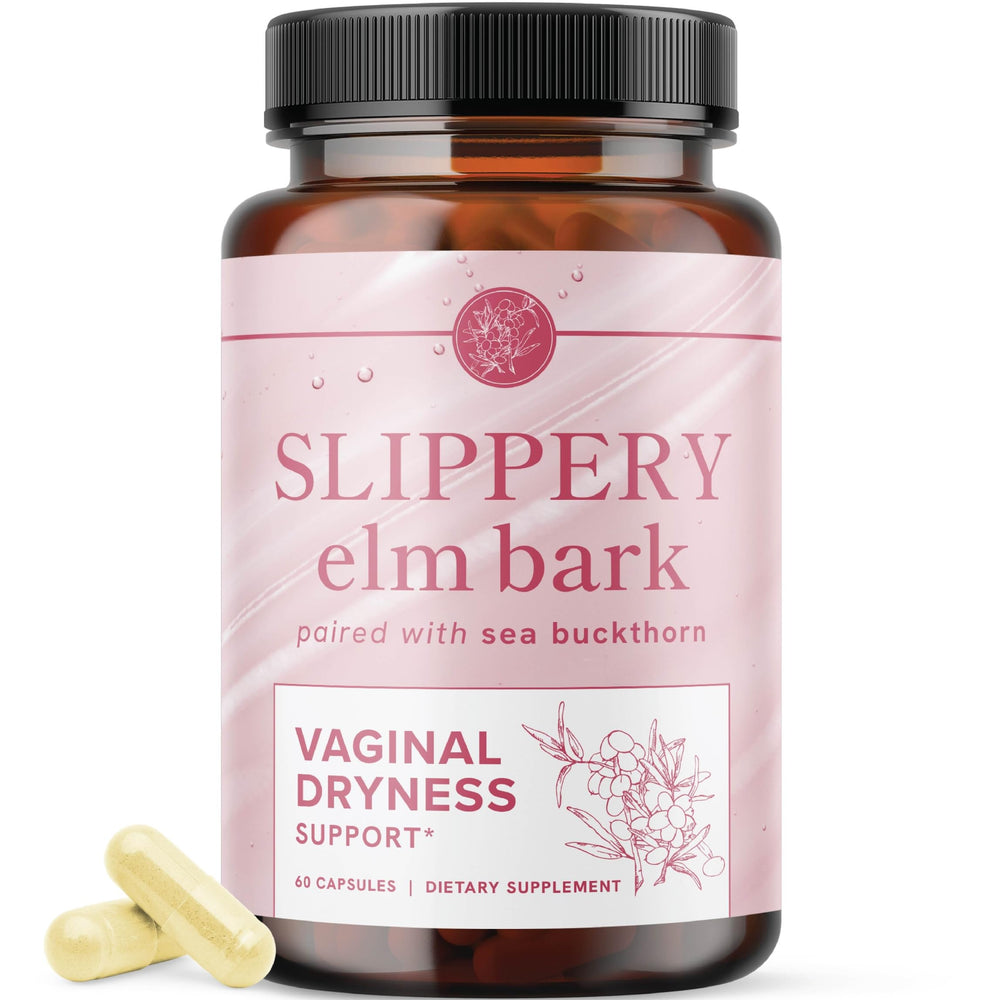 SMNutrition Slippery Elm Women bottle promotes daily vaginal moisture support.
