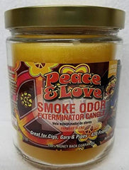 Smoke Odor Exterminator 13 oz Jar Candle Peace & Love - glowing candle