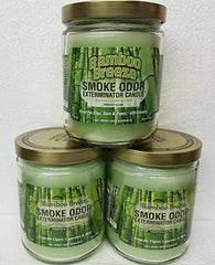 Blue Serenity Bamboo Breeze 13 oz jar candle label with tropical plumeria fragrance