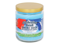 Close-up of the 13oz jar candle label in Clothesline Fresh