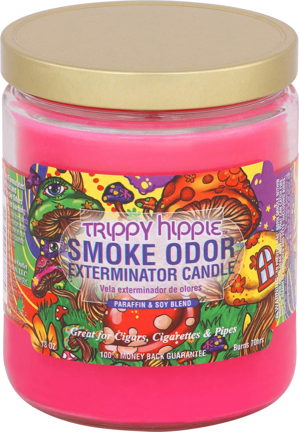 13 oz Smoke Odor Exterminator Jar Candle in Trippy Hippie scent; eliminates smoke, pet and household odors.