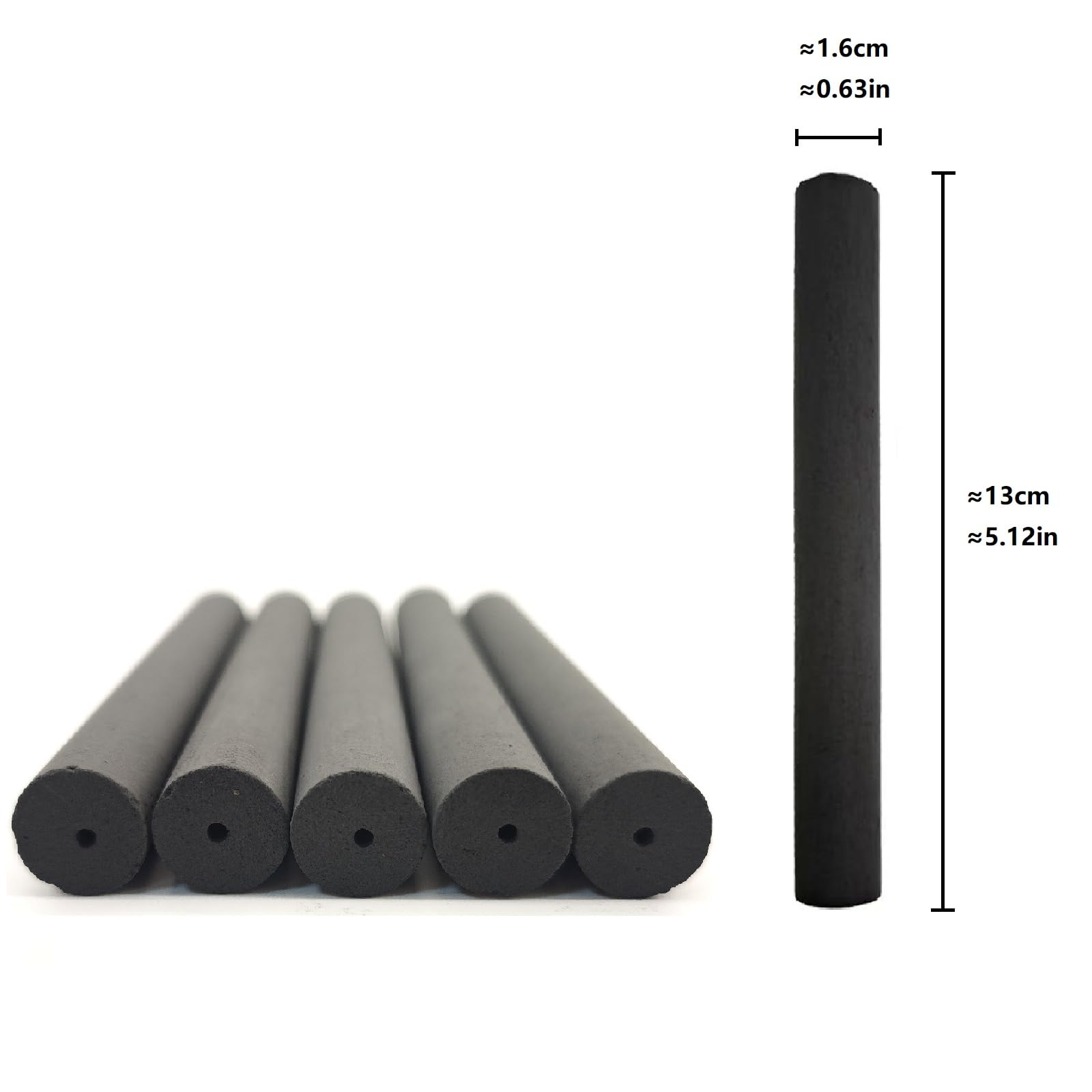 130mm x 16mm moxa sticks laid out