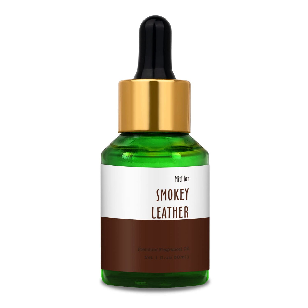 MitFlor Smokey Leather Fragrance Oil 30ml bottle and label
