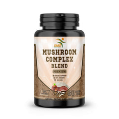 Front view of SMSHEALTH Mushroom Capsule bottle with 60 vegan capsules