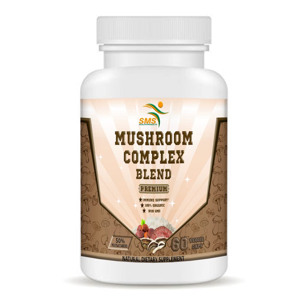 Product packaging and branding for SMSHEALTH Mushroom Capsules