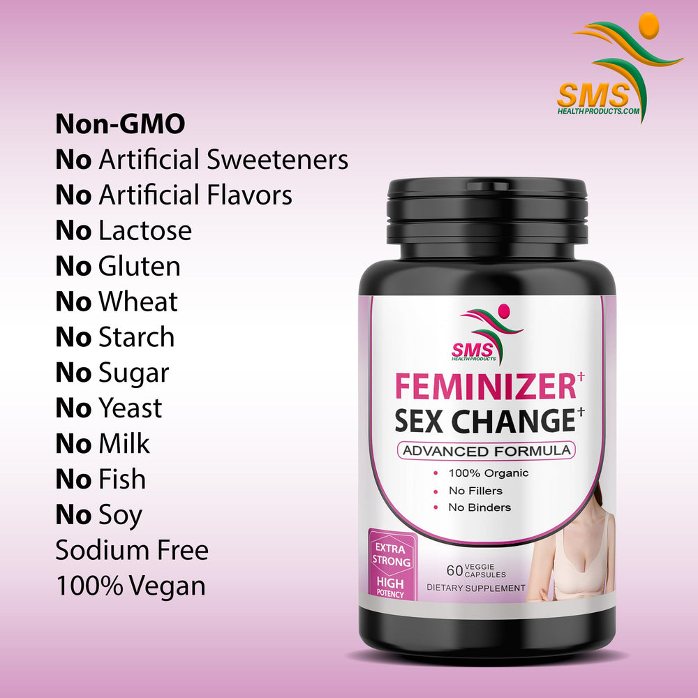 SMSHealthProducts Feminizer capsules close-up for easy daily intake.