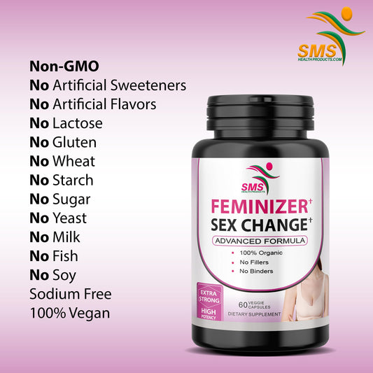 SMSHealthProducts Feminizer capsules close-up for easy daily intake.