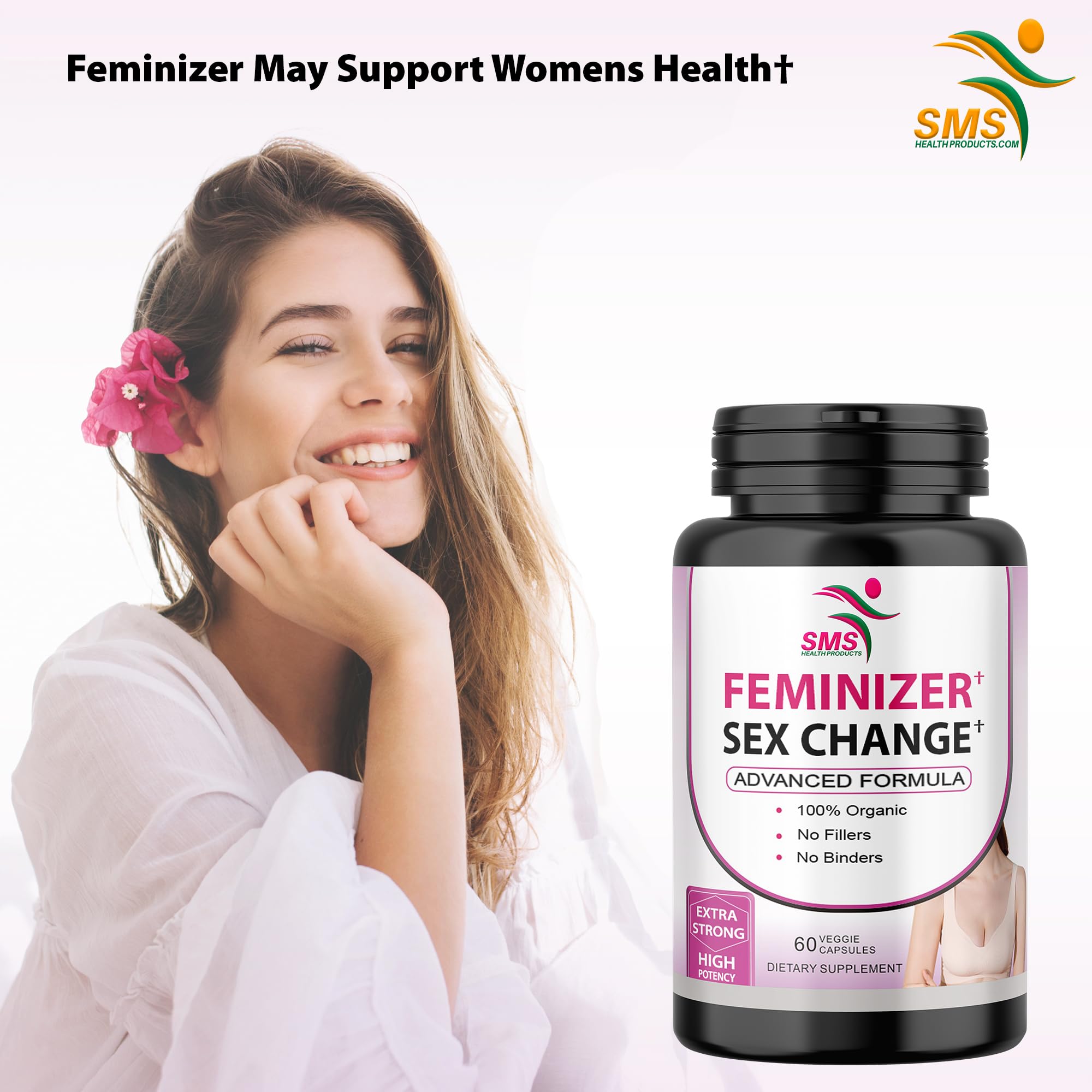 SMSHealthProducts Feminizer on dresser scene for convenient routine.