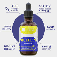 Ingredients and supplement facts label for Mullein Drops