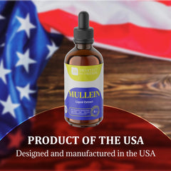 USA-made label on mullein drops bottle