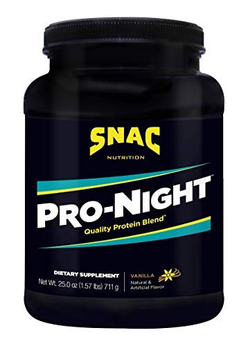 SNAC Pro-Night Vanilla bottle label on white background
