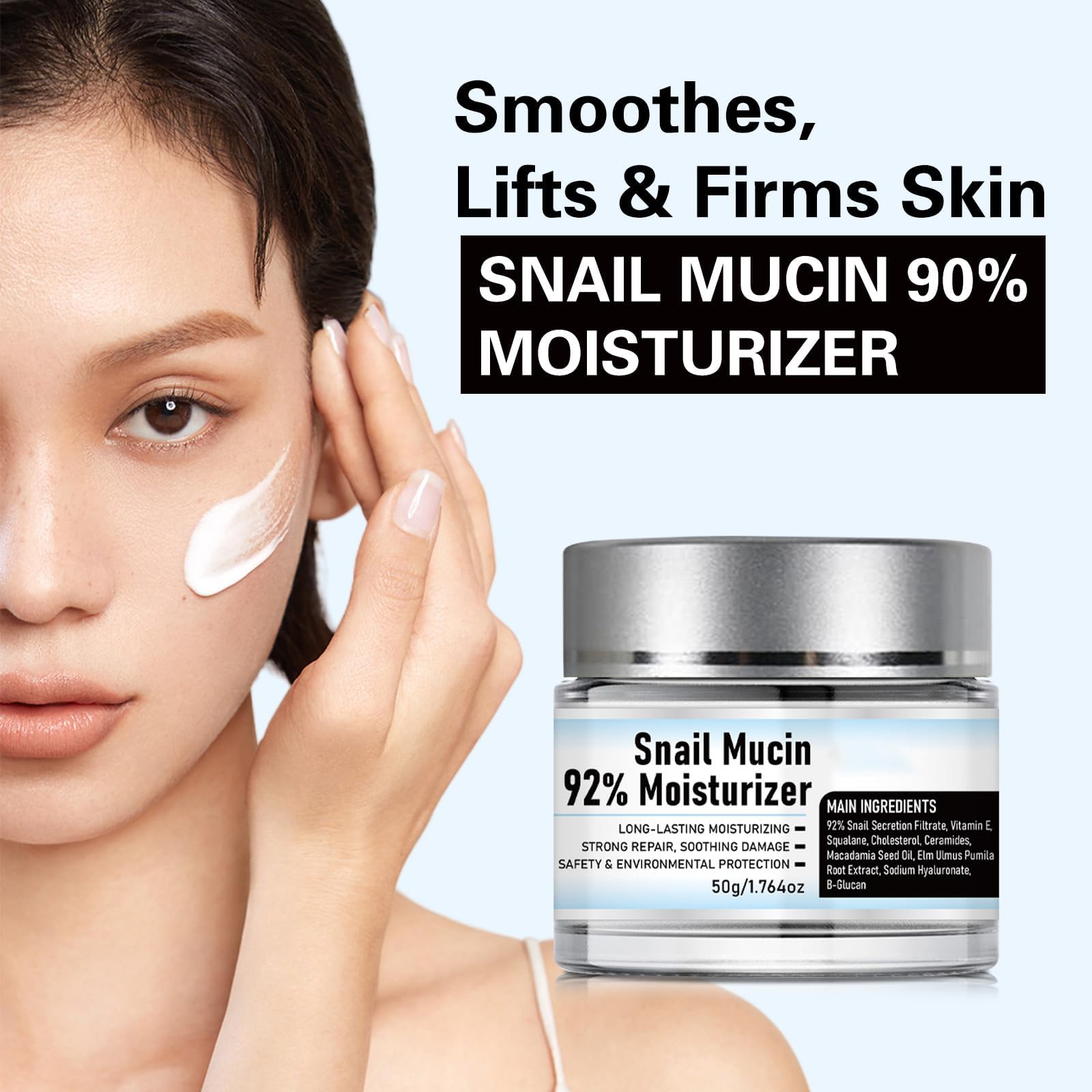 Snail Mucin Original cream texture swirl highlights rich, non-greasy moisture