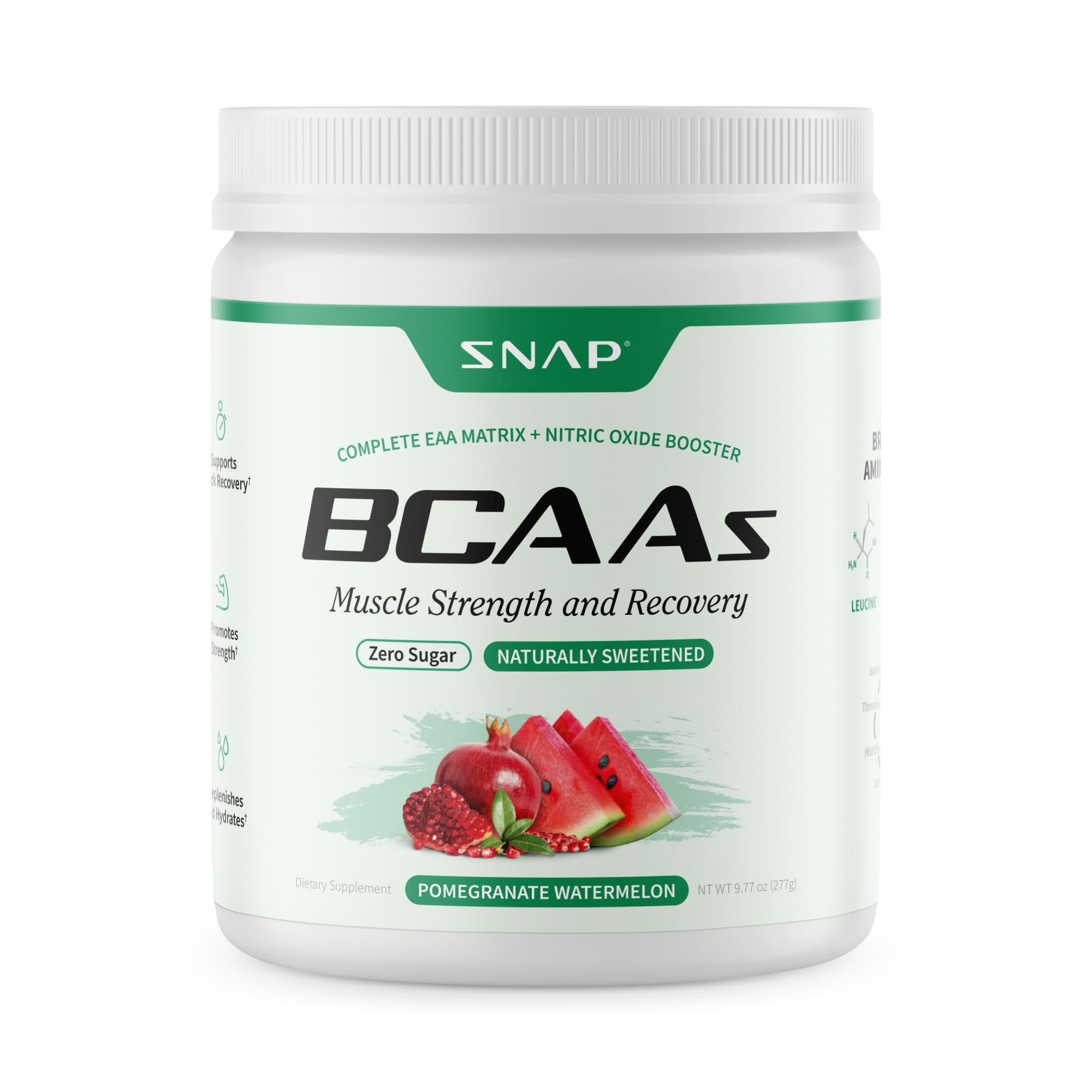 Snap BCAA Powder Watermelon flavor bottle with 30 servings