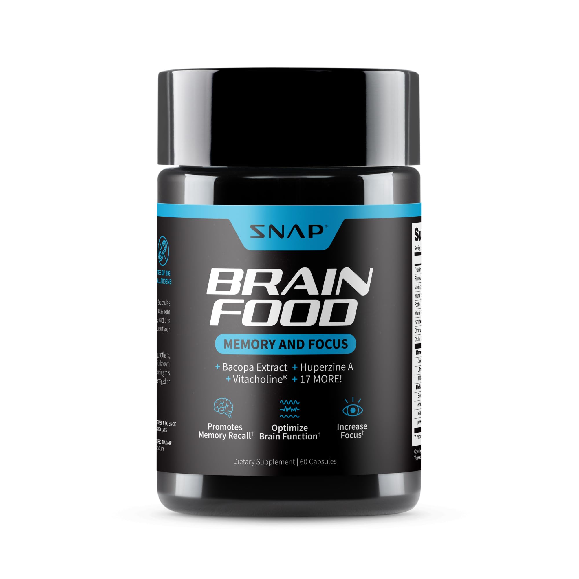 Snap Supplements Brain Booster Nootropics bottle front view