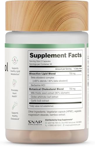 Flat lay of Snap Supplements Cholesterol Health with capsules and bottle