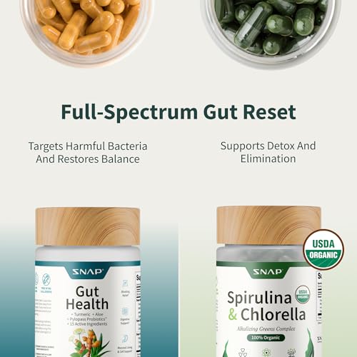 Bottle and greens blend with spirulina and chlorella