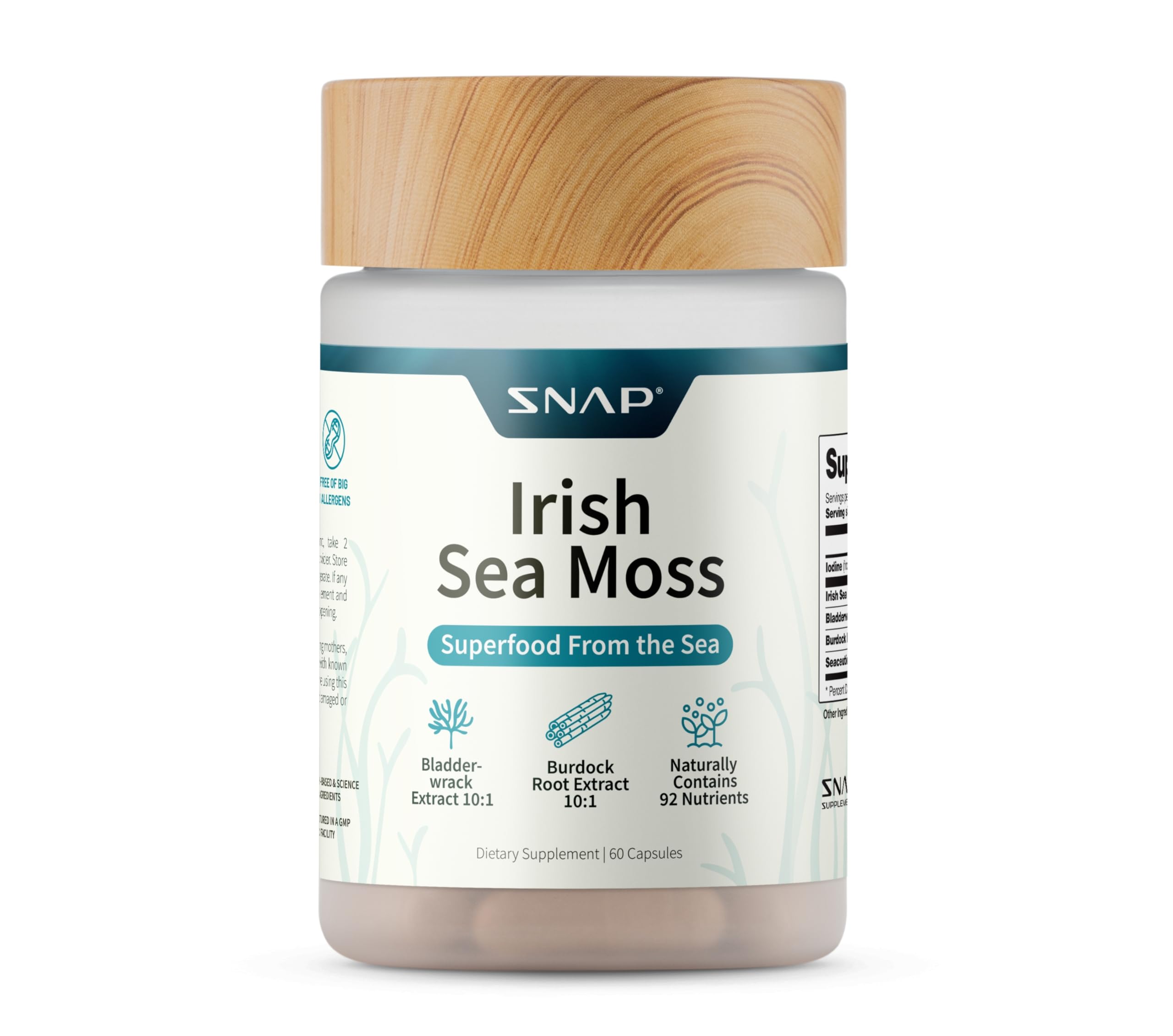 Irish sea moss capsules with bladderwrack ingredients