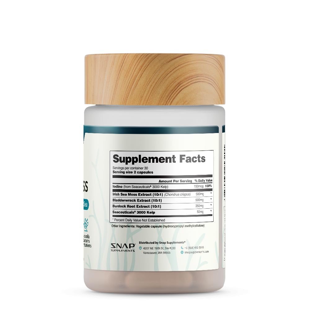 Burdock root and bladderwrack components for sea moss supplement