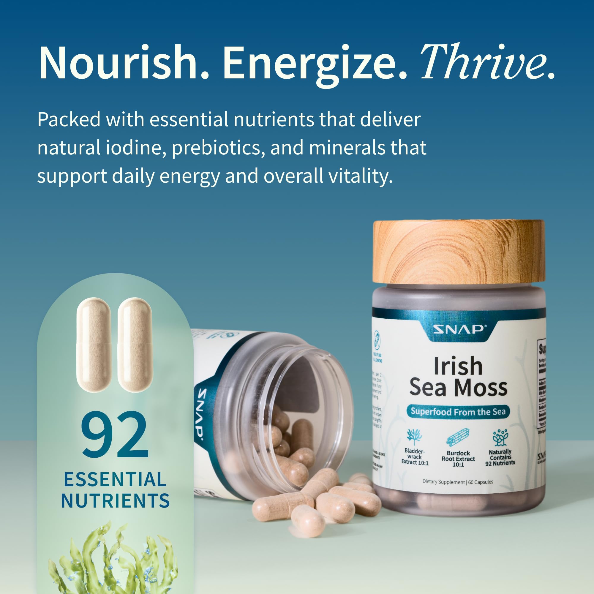 Iodine-rich marine algae in sea moss formula